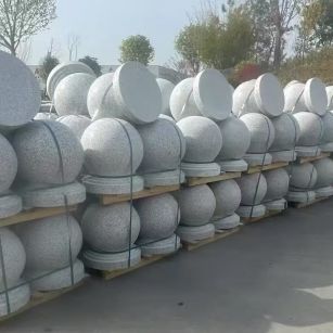 咸阳 白麻花岗岩石材圆球，石球，挡车球，隔离球，景观石球，风水球等