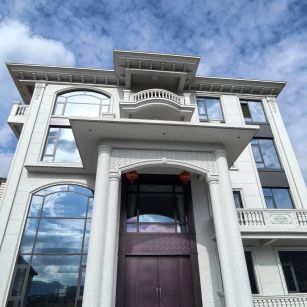 咸阳白麻别墅外墙干挂石材效果示例