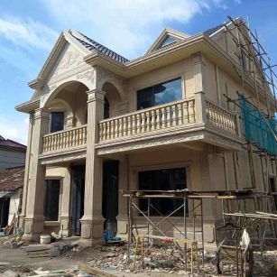 咸阳 黄金麻花岗岩石材私人别墅雕花门楼柱阳台栏杆