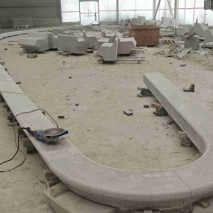 咸阳 芝麻白花岗岩弧形花坛石，坐凳石