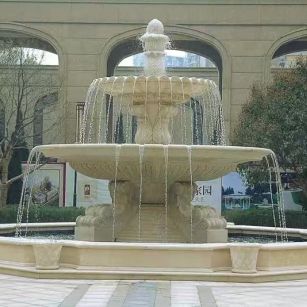 咸阳 黄金麻花岗岩异型加工——户外庭院石雕流水喷泉