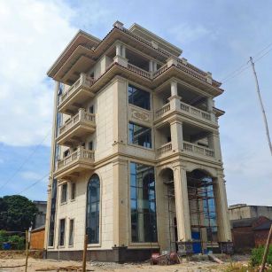 咸阳 黄金麻花岗岩石材别墅外墙干挂搭配（雕花栏杆花瓶柱门楼罗马柱）