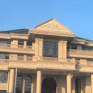 咸阳黄金麻别墅外墙干挂石材效果示例