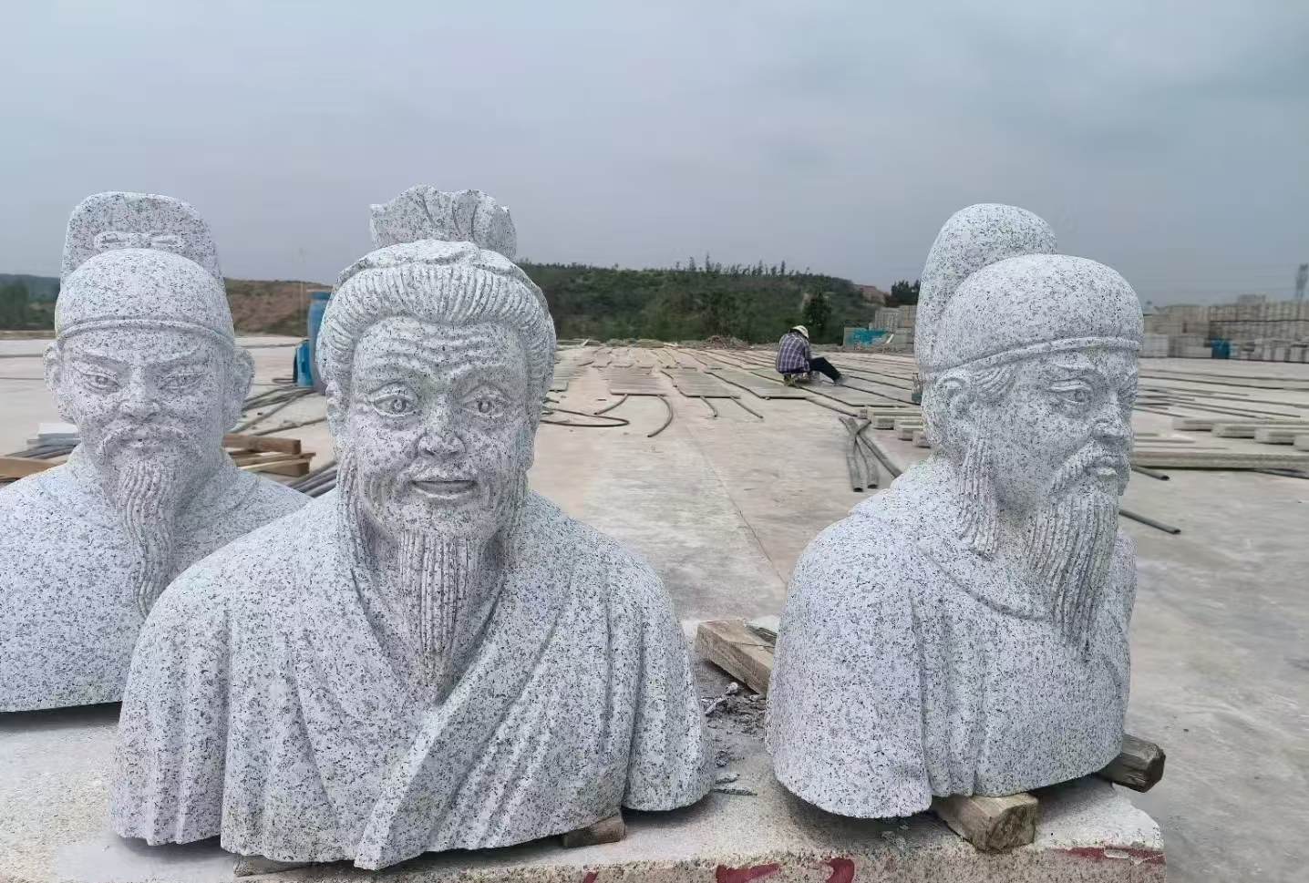 咸阳 白麻花岗岩石材人物立体雕刻